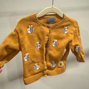 Charming Mustard Cardigan with Bee Design